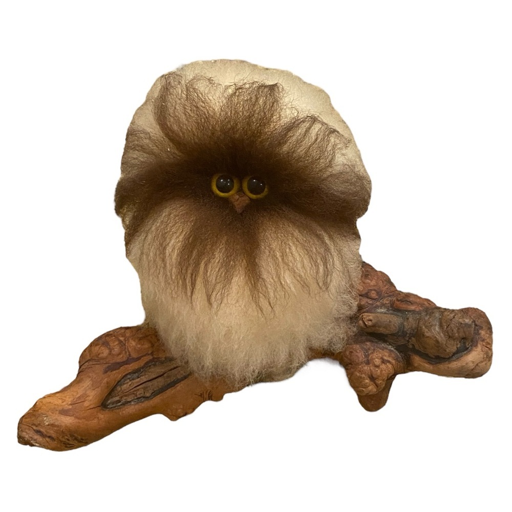 Vintage Wooly Whoos Wool Spun Owl Figurine